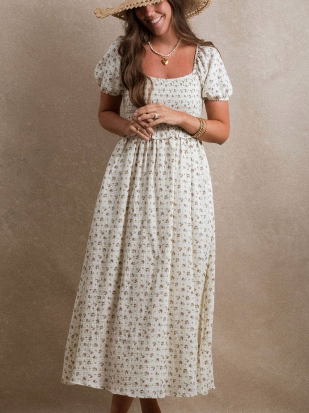 Neuflora | St. Kitts Dress, Cream Floral